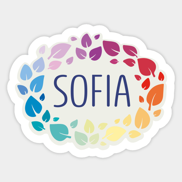 Sofia name with colorful leaves Sticker by WildMeART